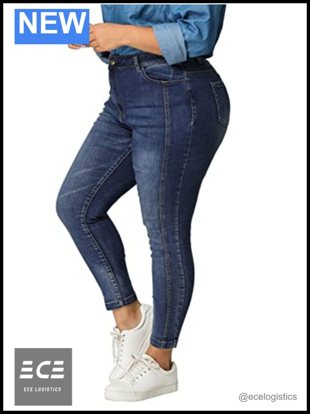 Agnes Orinda Plus Size Stretchy Skinny Jeans High Rise Jeggings